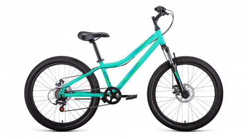 Фото выбрать и купить горный велосипед, горный двухподвес для подростка, BMX, полуфэт, фэтбайк, складной, детский велосипед для девочки или мальчика в СПб - большой выбор, размер колеса 20, 24, 26 и 27,5 дюйма, велосипед forward iris 24 2.0 d (2022) мятный/зеленый, 12"  в наличии - интернет-магазин Мастерская Тимура