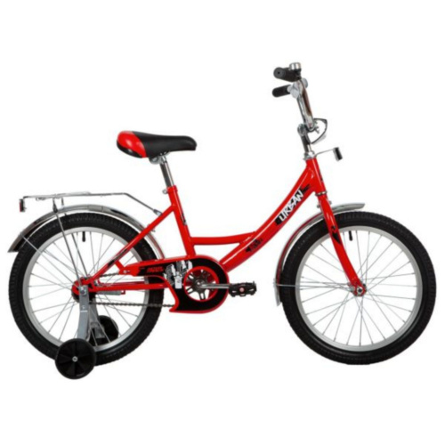 Фото выбрать и купить детский велосипед или подростковый, для девочки или мальчика, размеры 12 дюймов, 14 дюймов, 16 дюймов, 18 дюймов и 20 дюймов, горный, городской, фэтбайк, полуфэт, BMX, складной детский, трехколесный, со склада в СПб - детские велосипеды, велосипед novatrack 18" urban красный, защита а-тип, тормоз нож., крылья и багажник хром.  в наличии - интернет-магазин Мастерская Тимура