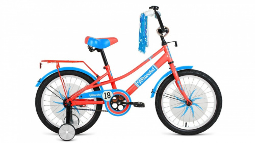 Фото выбрать и купить детский велосипед или подростковый, для девочки или мальчика, размеры 12 дюймов, 14 дюймов, 16 дюймов, 18 дюймов и 20 дюймов, горный, городской, фэтбайк, полуфэт, BMX, складной детский, трехколесный, со склада в СПб - детские велосипеды, велосипед forward azure 18 (2021) кораловый / голубой  в наличии - интернет-магазин Мастерская Тимура