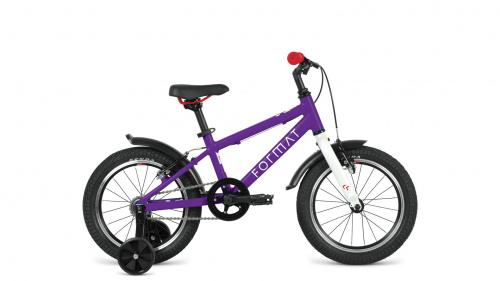 Фото выбрать и купить детский велосипед или подростковый, для девочки или мальчика, размеры 12 дюймов, 14 дюймов, 16 дюймов, 18 дюймов и 20 дюймов, горный, городской, фэтбайк, полуфэт, BMX, складной детский, трехколесный, со склада в СПб - детские велосипеды, велосипед format kids 16 (2022) фиолетовый  в наличии - интернет-магазин Мастерская Тимура