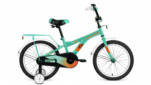 Фото выбрать и купить детский велосипед или подростковый, для девочки или мальчика, размеры 12 дюймов, 14 дюймов, 16 дюймов, 18 дюймов и 20 дюймов, горный, городской, фэтбайк, полуфэт, BMX, складной детский, трехколесный, со склада в СПб - детские велосипеды, велосипед forward crocky 18 (2021) бирюзовый / оранжевый  в наличии - интернет-магазин Мастерская Тимура