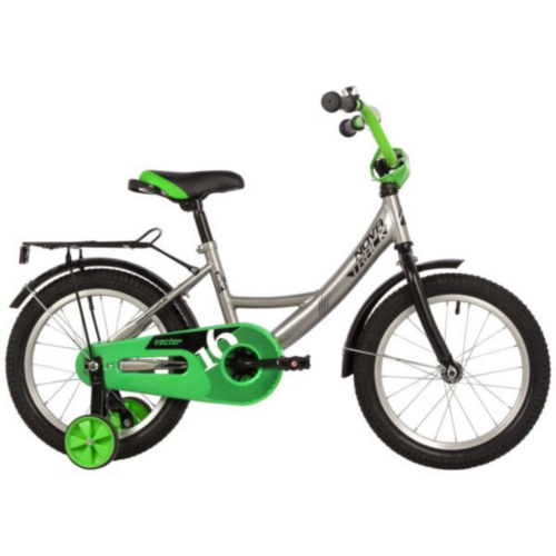 Фото выбрать и купить детский велосипед или подростковый, для девочки или мальчика, размеры 12 дюймов, 14 дюймов, 16 дюймов, 18 дюймов и 20 дюймов, горный, городской, фэтбайк, полуфэт, BMX, складной детский, трехколесный, со склада в СПб - детские велосипеды, велосипед novatrack 16" vector серебристый, тормоз нож, крылья, багажник, полная защ.цепи  в наличии - интернет-магазин Мастерская Тимура
