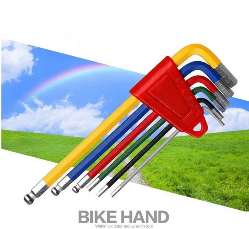 Фото выбрать и купить набор инструментов bike hand, yc-613-6c, шестигранники 2/2,5/3/4/5/6 мм, разноцветные, пластковый держатель, gros (yc-613-6c) Прочие инструменты, в интернет-магазине, в магазинах в наличии или со склада в СПб - большой выбор для любителей велоспорта, набор инструментов bike hand, yc-613-6c, шестигранники 2/2,5/3/4/5/6 мм, разноцветные, пластковый держатель, gros (yc-613-6c) в наличии - интернет-магазин Мастерская Тимура
