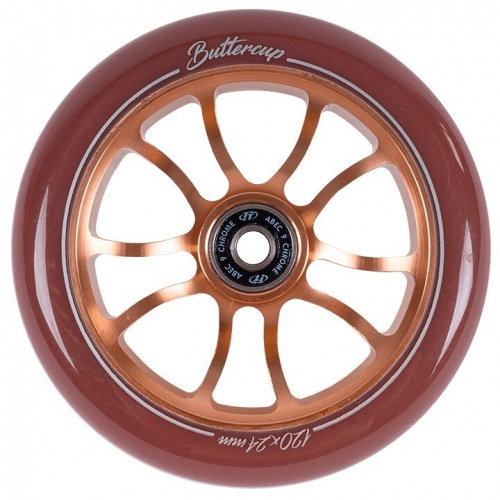 Фото выбрать и купить колесо для трюкового самоката 120 мм, buttercup (brown, nn011724) Запчасти для трюковых самокатов, в интернет-магазине, в магазинах в наличии или со склада в СПб - большой выбор для любителей, самокаты трюковые, самокаты с надувными колесами, трехколесные самокаты для детей, электросамокаты и самокаты для взрослых, колесо для трюкового самоката 120 мм, buttercup (brown, nn011724) в наличии - интернет-магазин Мастерская Тимура