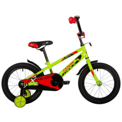 Фото выбрать и купить детский велосипед или подростковый, для девочки или мальчика, размеры 12 дюймов, 14 дюймов, 16 дюймов, 18 дюймов и 20 дюймов, горный, городской, фэтбайк, полуфэт, BMX, складной детский, трехколесный, со склада в СПб - детские велосипеды, велосипед novatrack 16" extreme зеленый, сталь, тормоз нож, короткие крылья, полная защ.цепи  в наличии - интернет-магазин Мастерская Тимура