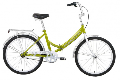 Фото выбрать и купить горный или городской велосипед, туристический, складной, со склада в СПб - большой выбор для взрослого, размеры 14, 16, 20, 22, 24, 26, 28 дюймов, детские велосипеды, велосипед forward valencia 24 3.0 (2021) зеленый / серый  в наличии - интернет-магазин Мастерская Тимура