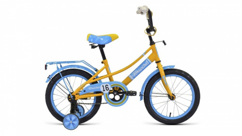 Фото выбрать и купить детский велосипед или подростковый, для девочки или мальчика, размеры 12 дюймов, 14 дюймов, 16 дюймов, 18 дюймов и 20 дюймов, горный, городской, фэтбайк, полуфэт, BMX, складной детский, трехколесный, со склада в СПб - детские велосипеды, велосипед forward azure 16 (2021) желтый / голубой  в наличии - интернет-магазин Мастерская Тимура