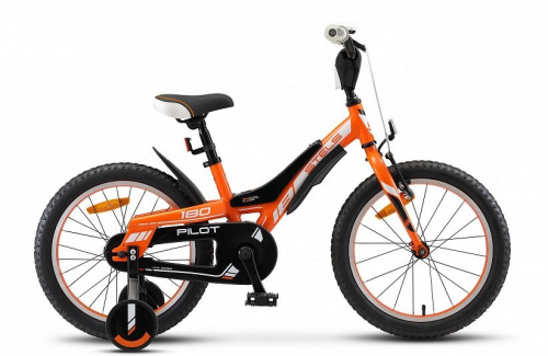 Фото выбрать и купить детский велосипед или подростковый, для девочки или мальчика, размеры 12 дюймов, 14 дюймов, 16 дюймов, 18 дюймов и 20 дюймов, горный, городской, фэтбайк, полуфэт, BMX, складной детский, трехколесный, со склада в СПб - детские велосипеды, велосипед stels pilot 180 18 v010 (2019) оранжевый  в наличии - интернет-магазин Мастерская Тимура