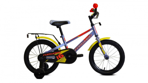 Фото выбрать и купить детский велосипед или подростковый, для девочки или мальчика, размеры 12 дюймов, 14 дюймов, 16 дюймов, 18 дюймов и 20 дюймов, горный, городской, фэтбайк, полуфэт, BMX, складной детский, трехколесный, со склада в СПб - детские велосипеды, велосипед forward meteor 16 (2020) gray sky blue/red серо-голубой/красный  в наличии - интернет-магазин Мастерская Тимура